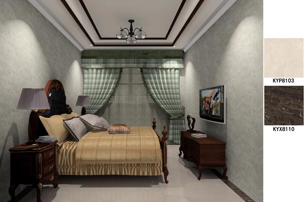 金艾陶瓷磚應用效果:大瀝碧桂園·華府01戶型裝修效果鑒賞