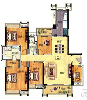 新中式風格將現代元素和傳統元素結合在一起，以現代人的審美需求來打造富有傳統韻味的事物，讓傳統藝術在當今社會得到合適的體現。本單元很巧妙的運用了9面通體大理石瓷磚羅馬砂巖系列KA9M001淺灰，不起眼的灰色，內斂而含蓄，與改良后的中式家具完美搭配，整個空間經典而高雅的復古風情，同時具備著現代的時尚感！