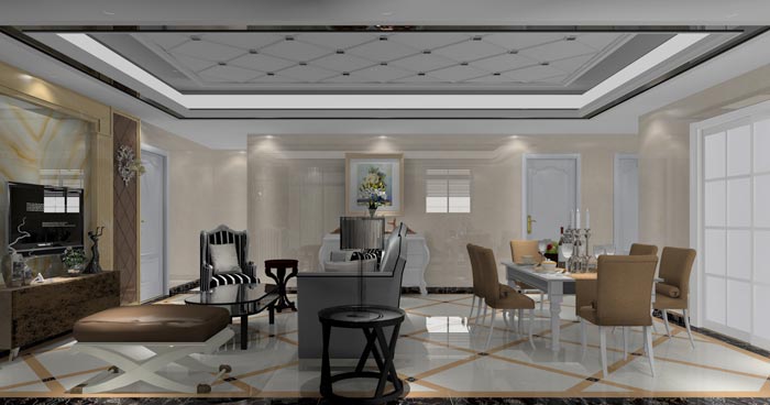 歐式風(fēng)格在造型極其講究，給人端莊典雅的感覺(jué)，高貴華麗的同時(shí)，還具有濃厚的文化氣息。本單元的設(shè)計(jì)沿用了歐式的端莊典雅，也加入一些時(shí)尚的元素，讓整個(gè)空間多了現(xiàn)代的時(shí)尚感覺(jué)，卻不失端莊。